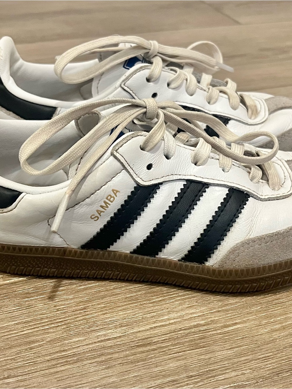 Adidas Youth Samba OG Leather Sneaker - White with Black Stripes